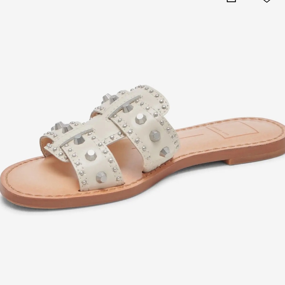Dolce Vita White Studded Slide Sandals